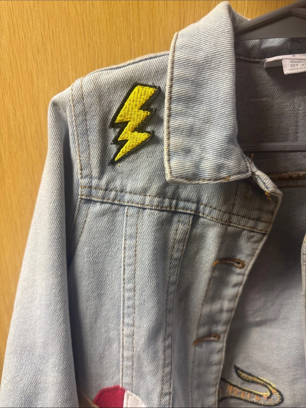 Mud Pie Light Blue Denim Jacket with Sporty Patches